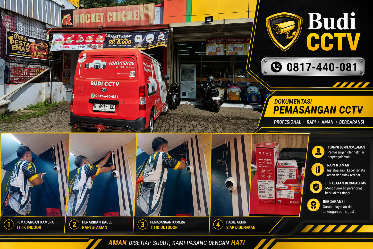 Pemasangan CCTV di Rocket Chicken Wado: Monitoring Lebih Mudah dan Aman